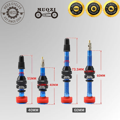 MUQZI Presta Tubeless Valve Set 40mm 60mm Aluminium for MTB and Road Bikes