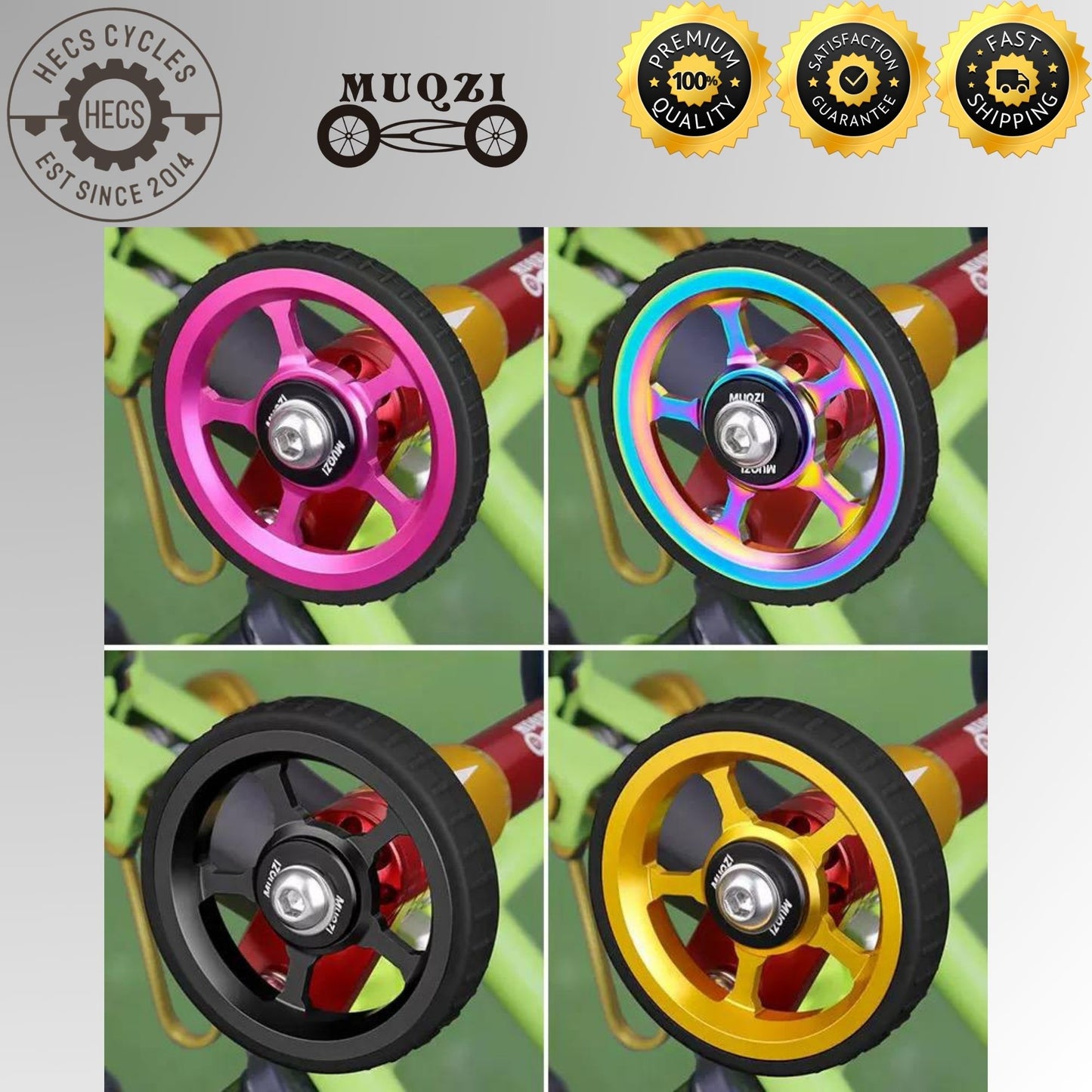 MUQZI Aluminium Alloy Easy Wheels Roller Set for Brompton Folding Bikes