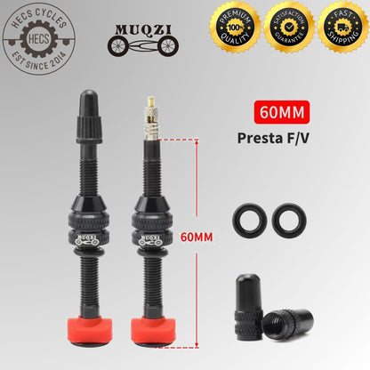 MUQZI Presta Tubeless Valve Set 40mm 60mm Aluminium for MTB and Road Bikes