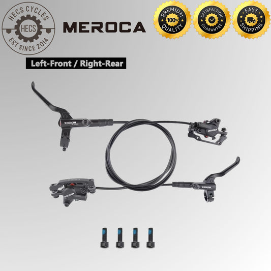 Meroca 2 Piston Hydraulic Disc Brake Set MTB Ergonomic 3 Finger Lever Front 800mm Rear 1400mm Bicycle Bike