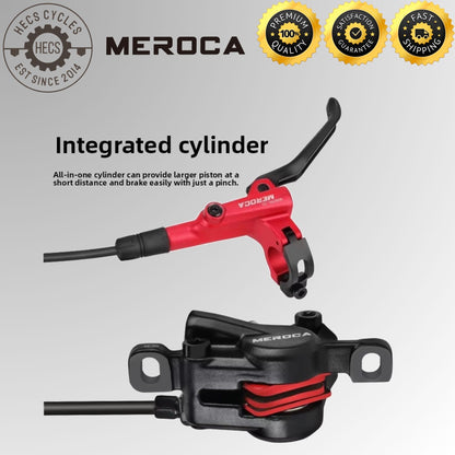 Meroca 2 Piston Hydraulic Disc Brake Set MTB Ergonomic 3 Finger Lever Front 800mm Rear 1400mm Bicycle Bike