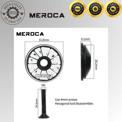 Meroca Aluminum Bicycle Stem Headset Top Cap 28.6mm 1 1/8" Steerer Fork Tube Headset Cap Cover