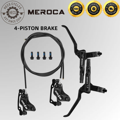 Meroca M4S 4-Piston Hydraulic Disc Brake Set Split Type Oil Hose Mountain Bike Hybrid Bicycle Front 850mm Rear 1600mm