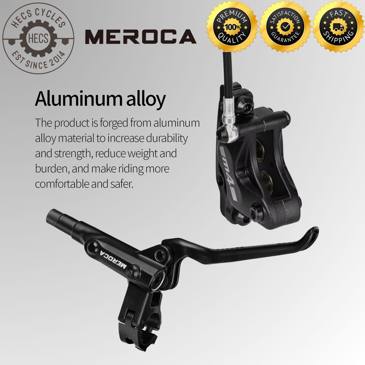 Meroca M4S 4-Piston Hydraulic Disc Brake Set Split Type Oil Hose Mountain Bike Hybrid Bicycle Front 850mm Rear 1600mm