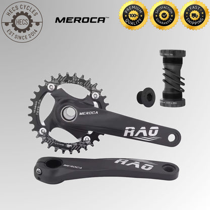Meroca MTB Crankset 170mm with Bottom Bracket 32T Chainring 104BCD Aluminum Alloy Mountain Bike Crank