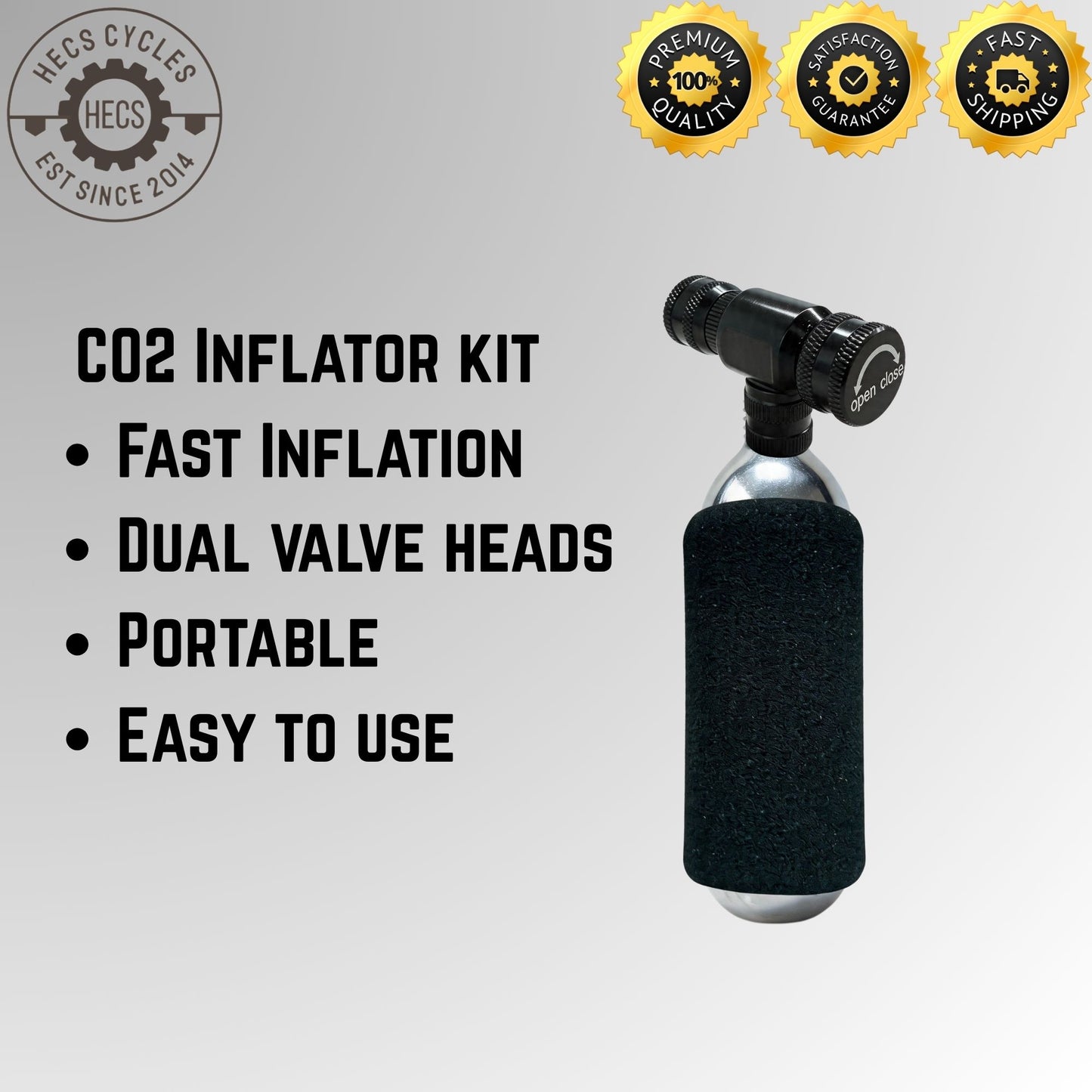 Portable Mini Fast CO2 Inflator for Bike Tires Aluminum Alloy Pump Kit