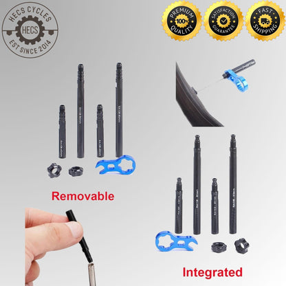 RISK Aluminium Presta Valve Extender Set (45mm / 80mm) with Core Remover Tool – Removable Inner Tube Extension Kit