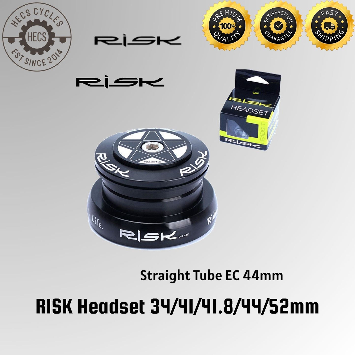 RISK Bicycle Headset EC34, IS41, IS41.8, EC44, IS41.8/52mm