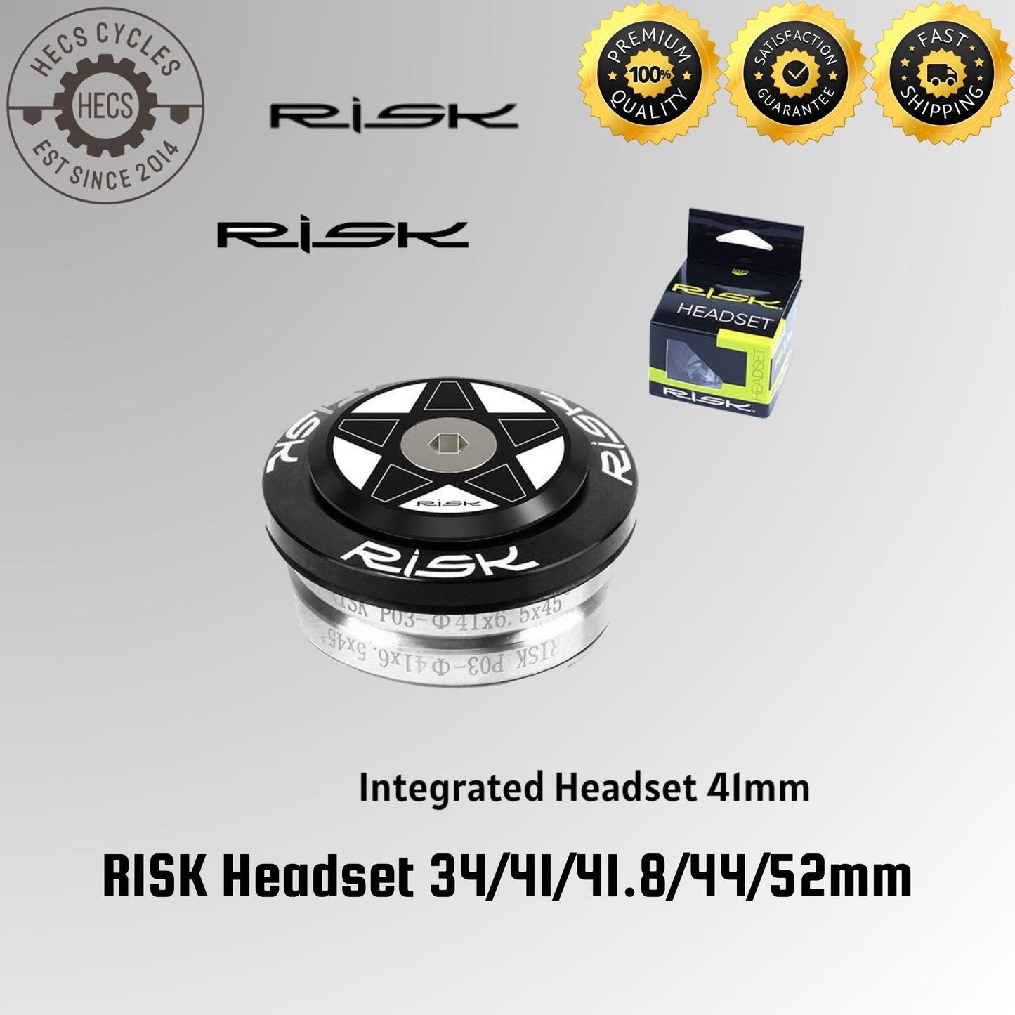 RISK Bicycle Headset EC34, IS41, IS41.8, EC44, IS41.8/52mm