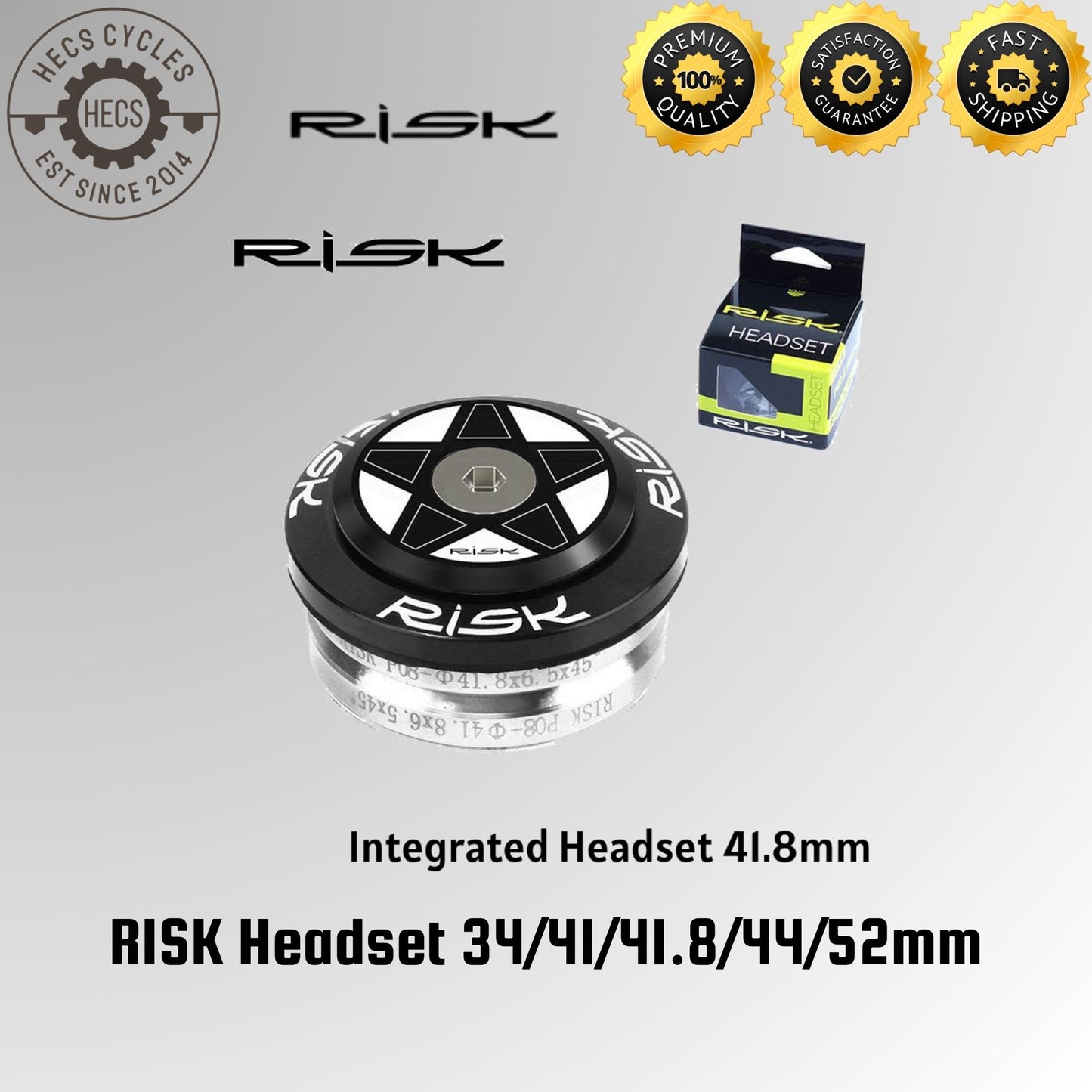 RISK Bicycle Headset EC34, IS41, IS41.8, EC44, IS41.8/52mm