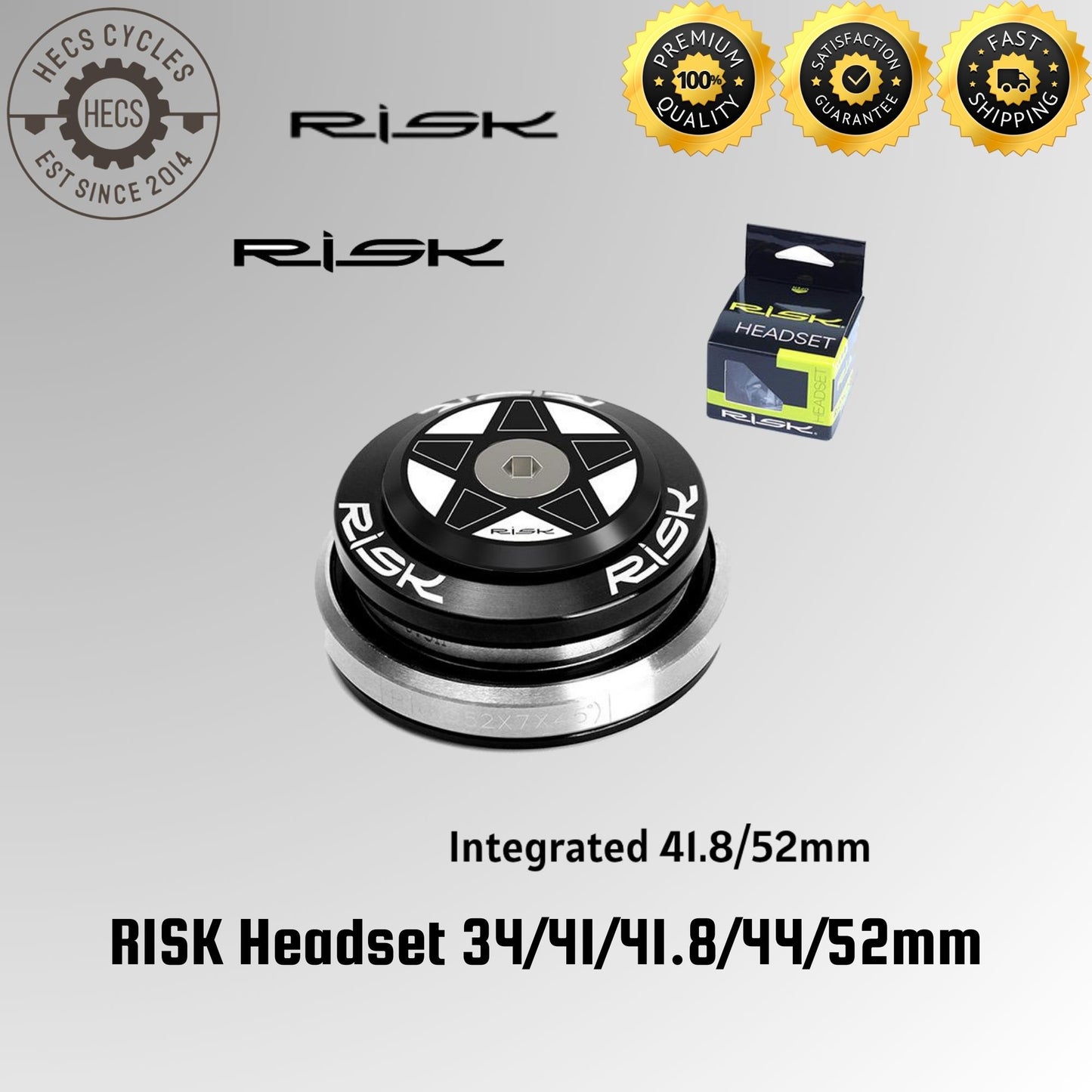 RISK Bicycle Headset EC34, IS41, IS41.8, EC44, IS41.8/52mm