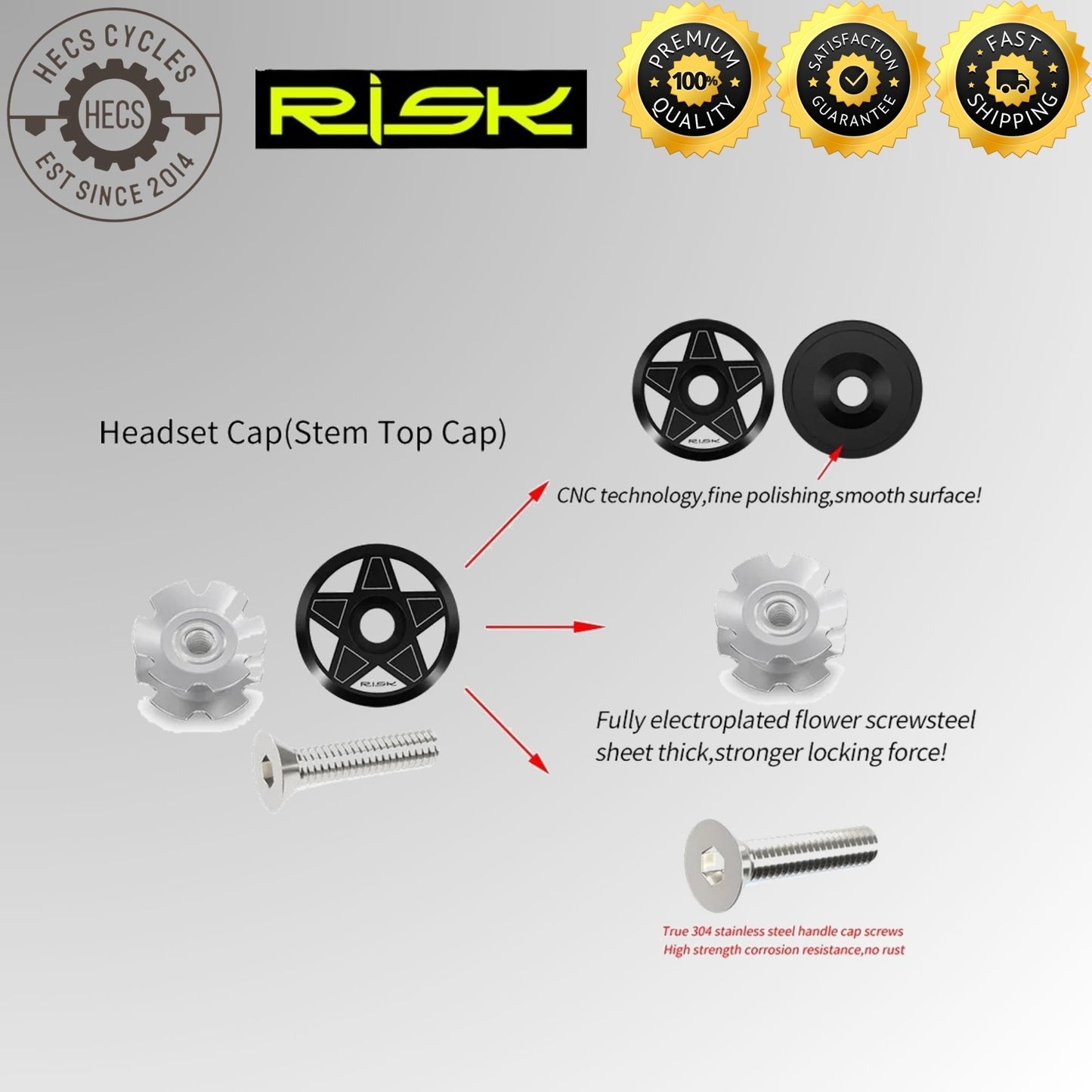 RISK MTB Road Bicycle Headset 34/41/41.8/44/49.7/50.6/55/56mm for Bike 1-1/8" 1.25" 1.5" Straight Tapered Fork