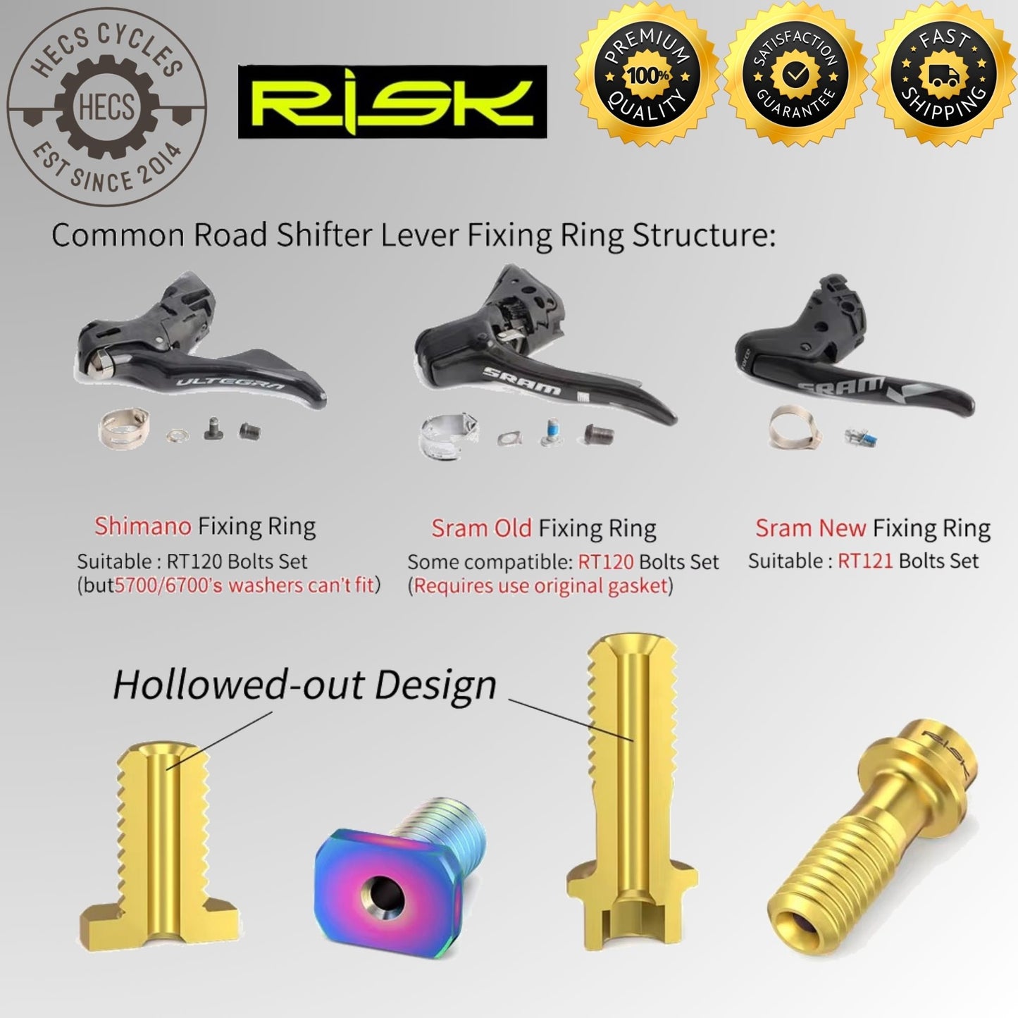 RISK Titanium Shifter Clamp Bolt Set Bicycle Gear Lever Fixing Screws for Shimano R8000 SRAM Force