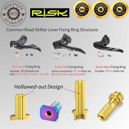 RISK Titanium Shifter Clamp Bolt Set Bicycle Gear Lever Fixing Screws for Shimano R8000 SRAM Force