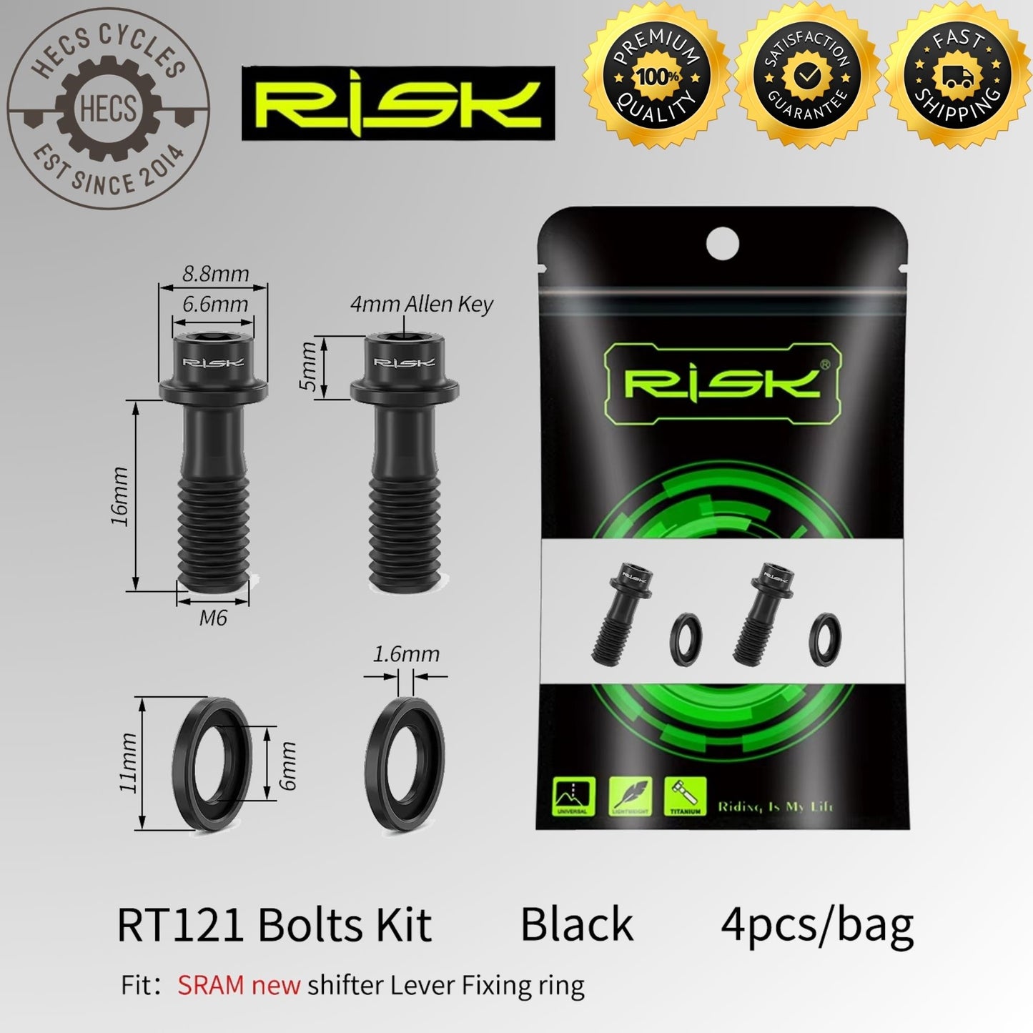 RISK Titanium Shifter Clamp Bolt Set Bicycle Gear Lever Fixing Screws for Shimano R8000 SRAM Force
