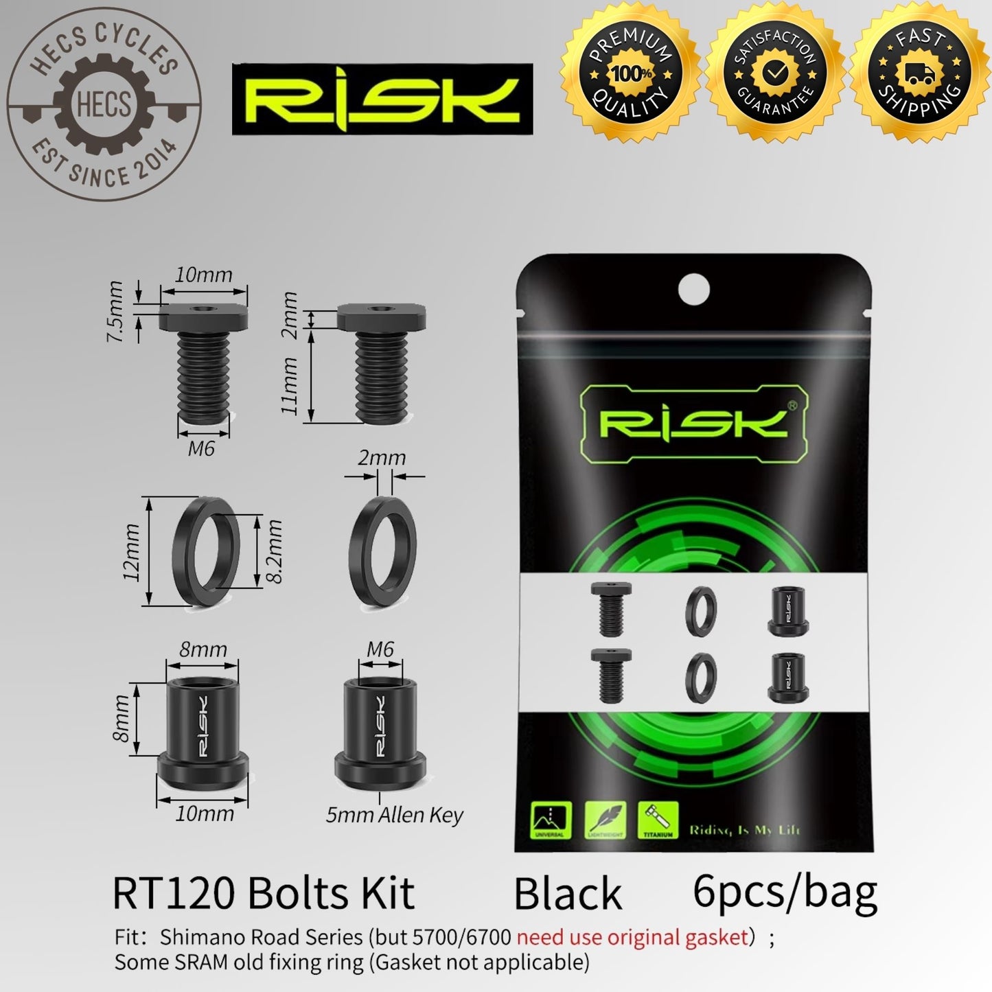 RISK Titanium Shifter Clamp Bolt Set Bicycle Gear Lever Fixing Screws for Shimano R8000 SRAM Force