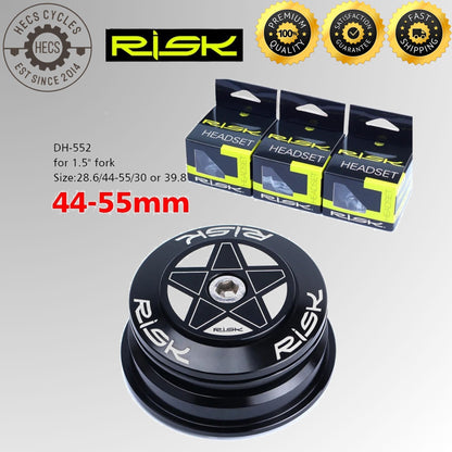 RISK MTB Road Bicycle Headset 34/41/41.8/44/49.7/50.6/55/56mm for Bike 1-1/8" 1.25" 1.5" Straight Tapered Fork