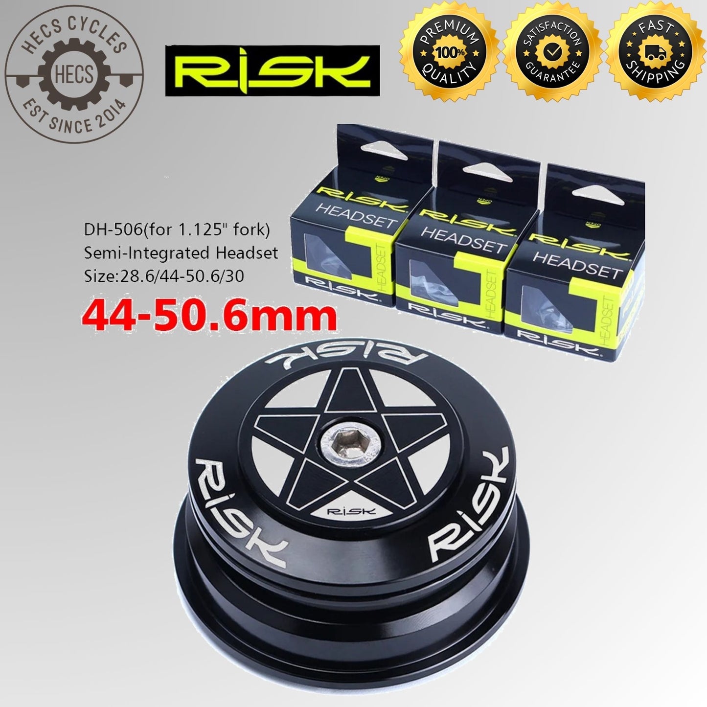 RISK MTB Road Bicycle Headset 34/41/41.8/44/49.7/50.6/55/56mm for Bike 1-1/8" 1.25" 1.5" Straight Tapered Fork