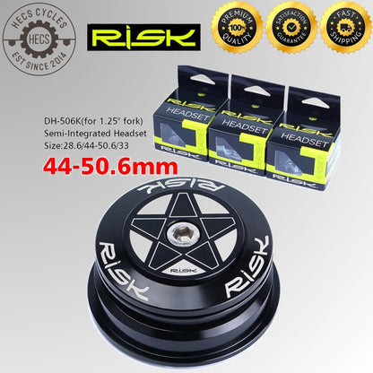 RISK MTB Road Bicycle Headset 34/41/41.8/44/49.7/50.6/55/56mm for Bike 1-1/8" 1.25" 1.5" Straight Tapered Fork