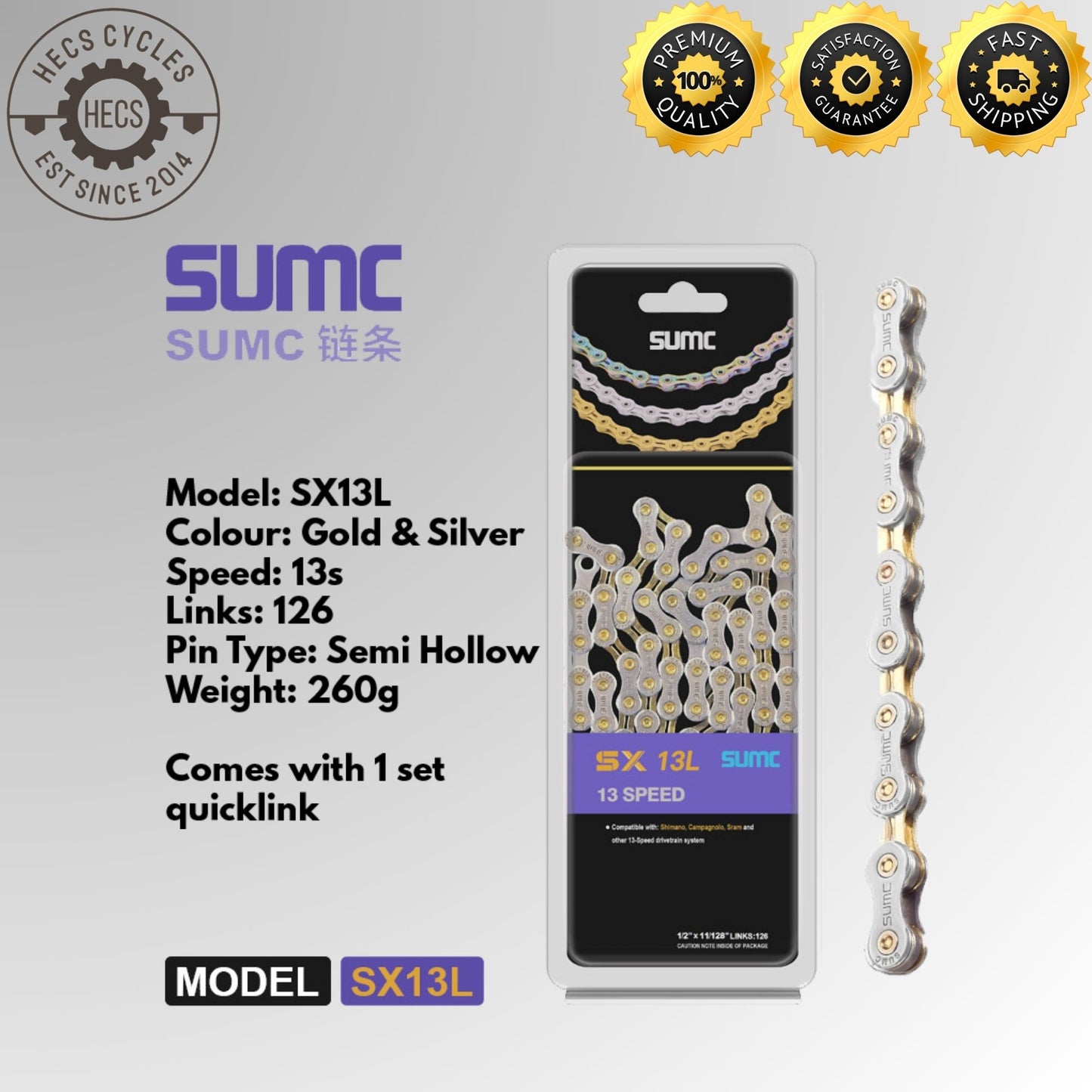 SUMC Bicycle Chain 8S 9S 10S 11S 12S 13S Silver Gold Foldable Road Mountain Bike Bicycle