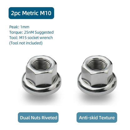 Fixed Gear Bicycle Hub Axle Nuts M9*1.0 M10*1.0 3/8"*26TPI Anti-Slip Front Rear Wheel Locking Nuts