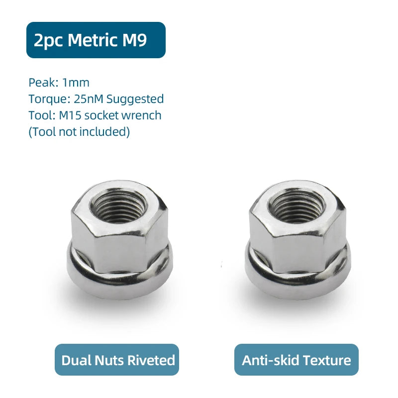 Fixed Gear Bicycle Hub Axle Nuts M9*1.0 M10*1.0 3/8"*26TPI Anti-Slip Front Rear Wheel Locking Nuts