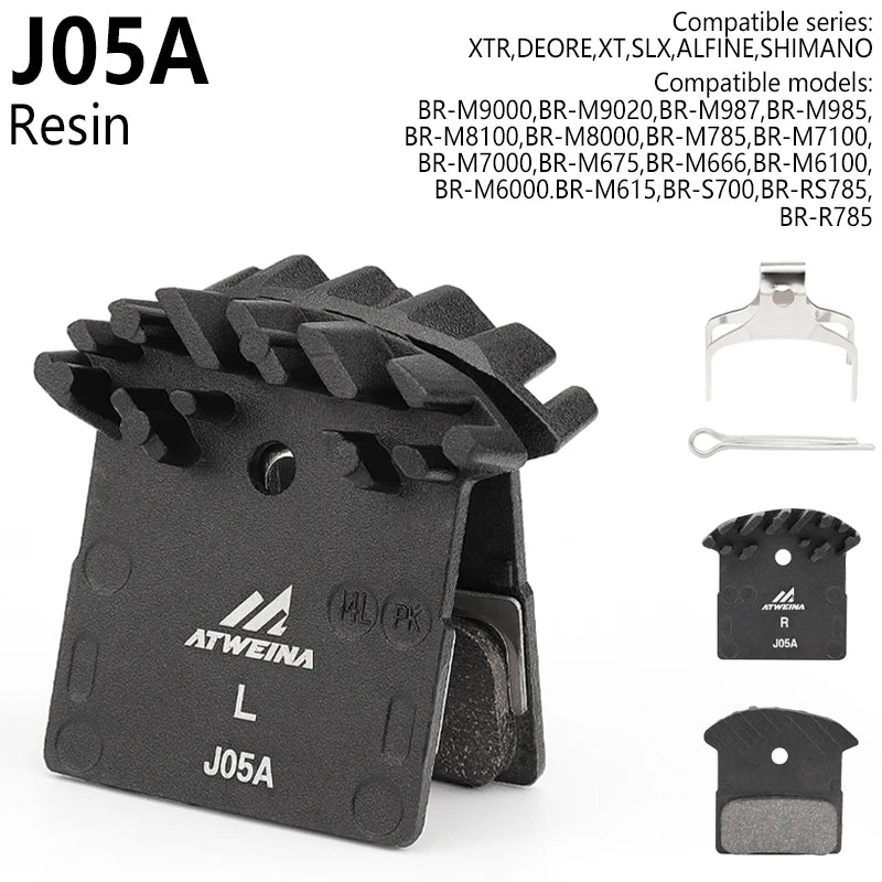 ATWEINA Bicycle Disc Brake Pads Resin Metal Heat Dissipation J05A L05A J04C L04C Compatible with Shimano MTB Road Bike