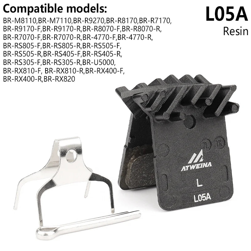 ATWEINA Bicycle Disc Brake Pads Resin Metal Heat Dissipation J05A L05A J04C L04C Compatible with Shimano MTB Road Bike
