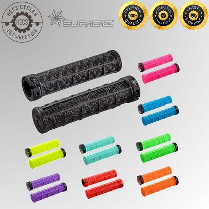 Supacaz Grizips Lock-On Bicycle Grips 135mm Silicone Anti-Slip MTB BMX Handlebar Grips (Pair)