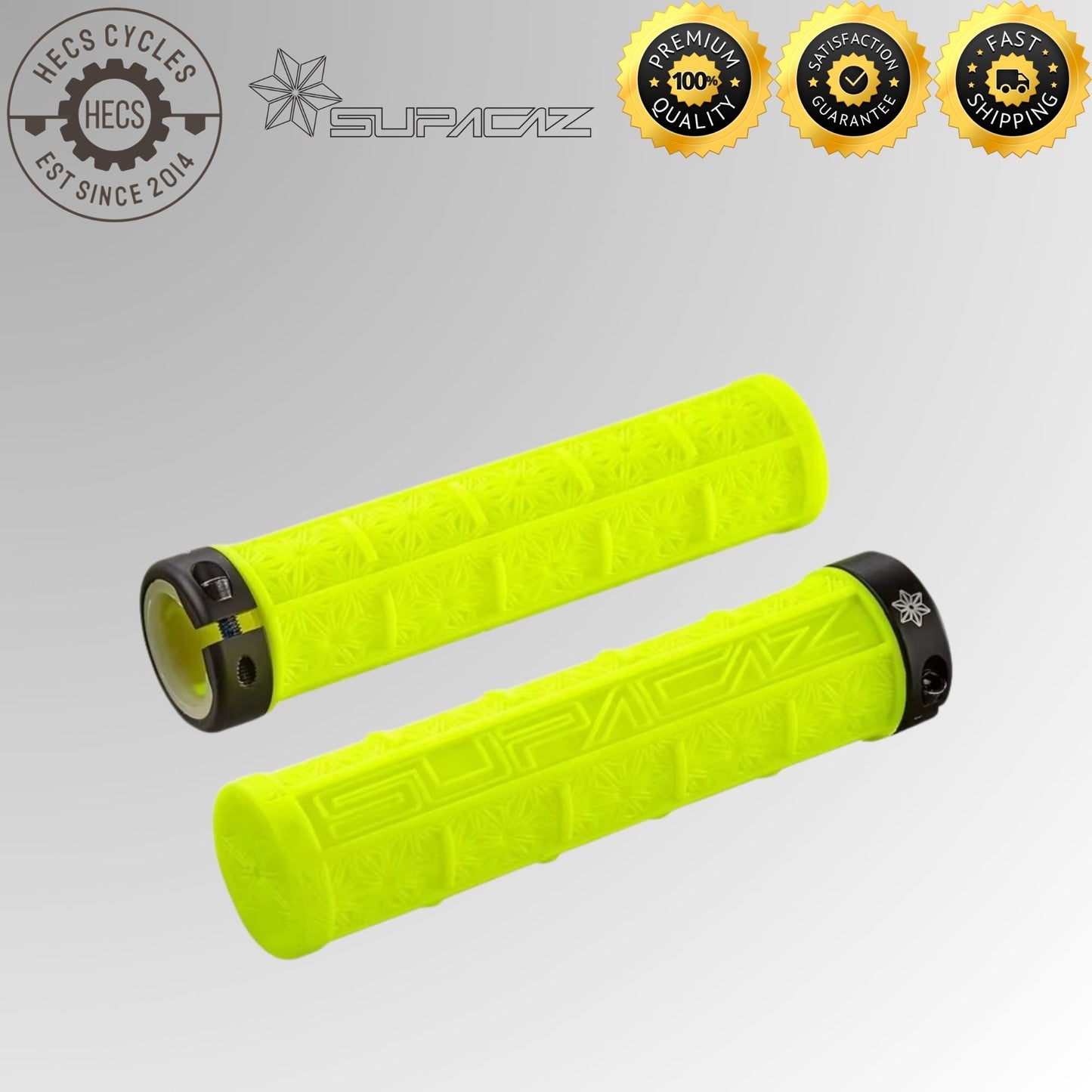 Supacaz Grizips Lock-On Bicycle Grips 135mm Silicone Anti-Slip MTB BMX Handlebar Grips (Pair)