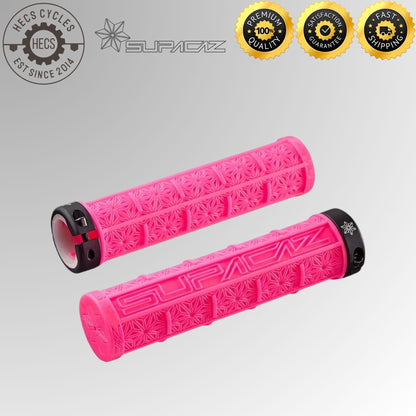 Supacaz Grizips Lock-On Bicycle Grips 135mm Silicone Anti-Slip MTB BMX Handlebar Grips (Pair)