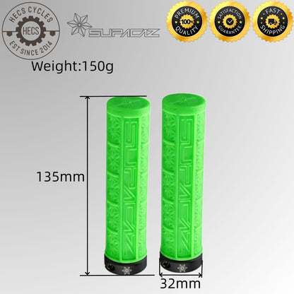Supacaz Grizips Lock-On Bicycle Grips 135mm Silicone Anti-Slip MTB BMX Handlebar Grips (Pair)