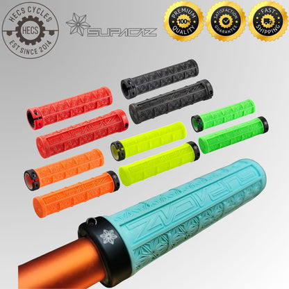 Supacaz Grizips Lock-On Bicycle Grips 135mm Silicone Anti-Slip MTB BMX Handlebar Grips (Pair)