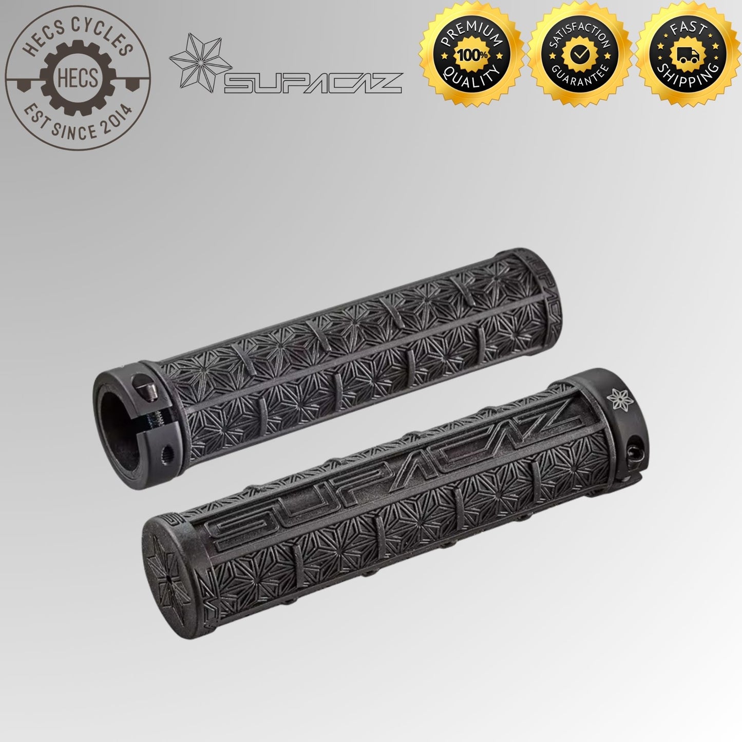 Supacaz Grizips Lock-On Bicycle Grips 135mm Silicone Anti-Slip MTB BMX Handlebar Grips (Pair)