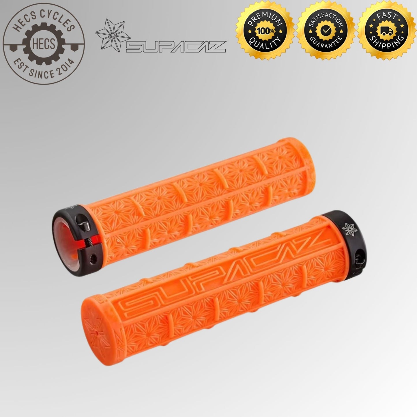Supacaz Grizips Lock-On Bicycle Grips 135mm Silicone Anti-Slip MTB BMX Handlebar Grips (Pair)