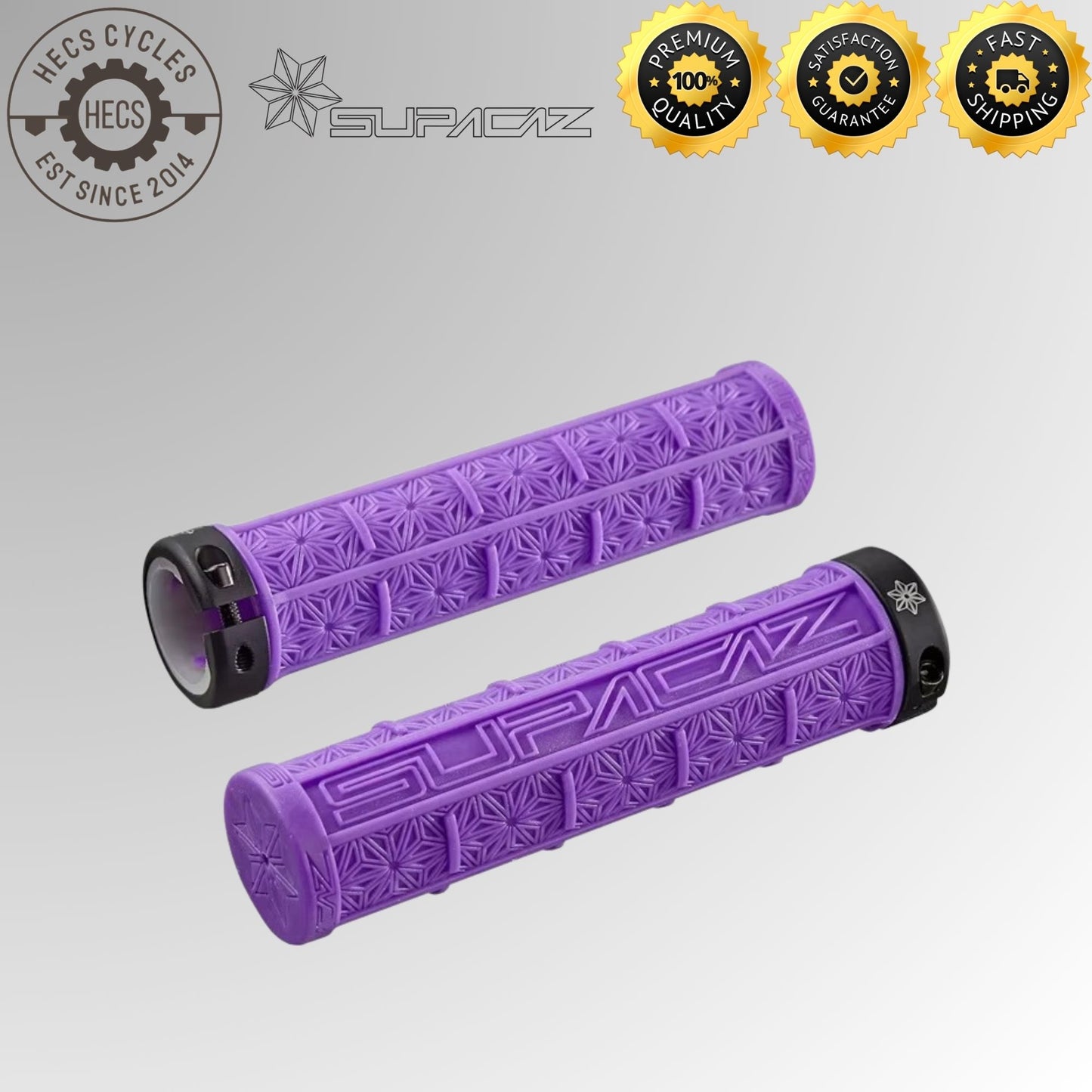Supacaz Grizips Lock-On Bicycle Grips 135mm Silicone Anti-Slip MTB BMX Handlebar Grips (Pair)