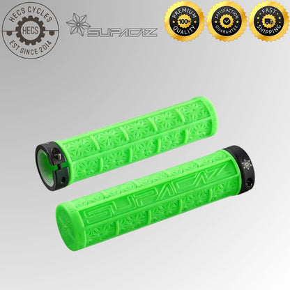 Supacaz Grizips Lock-On Bicycle Grips 135mm Silicone Anti-Slip MTB BMX Handlebar Grips (Pair)