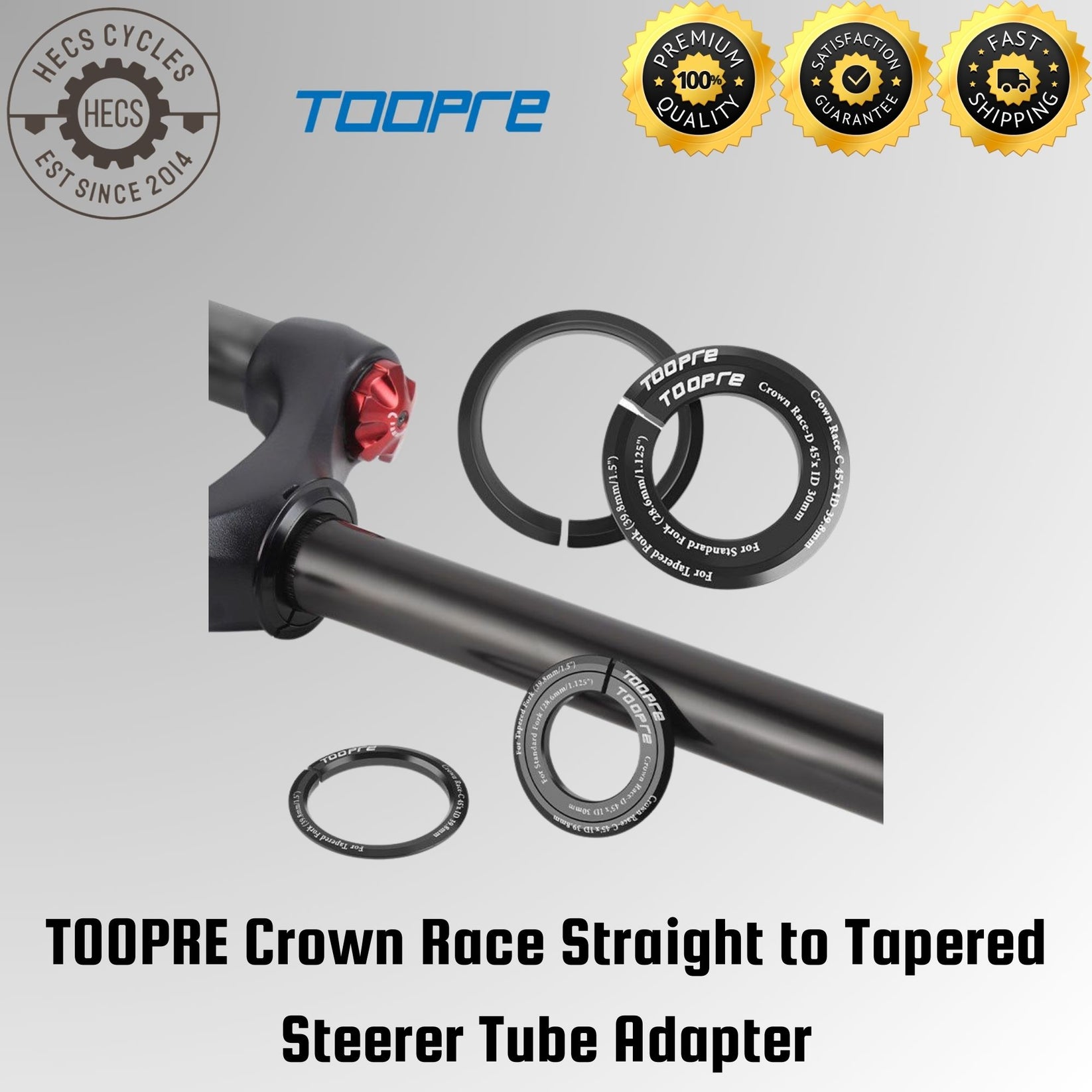 TOOPRE Crown Race Straight to Tapered Steerer Fork Tube Adapter 1-1/8 ...
