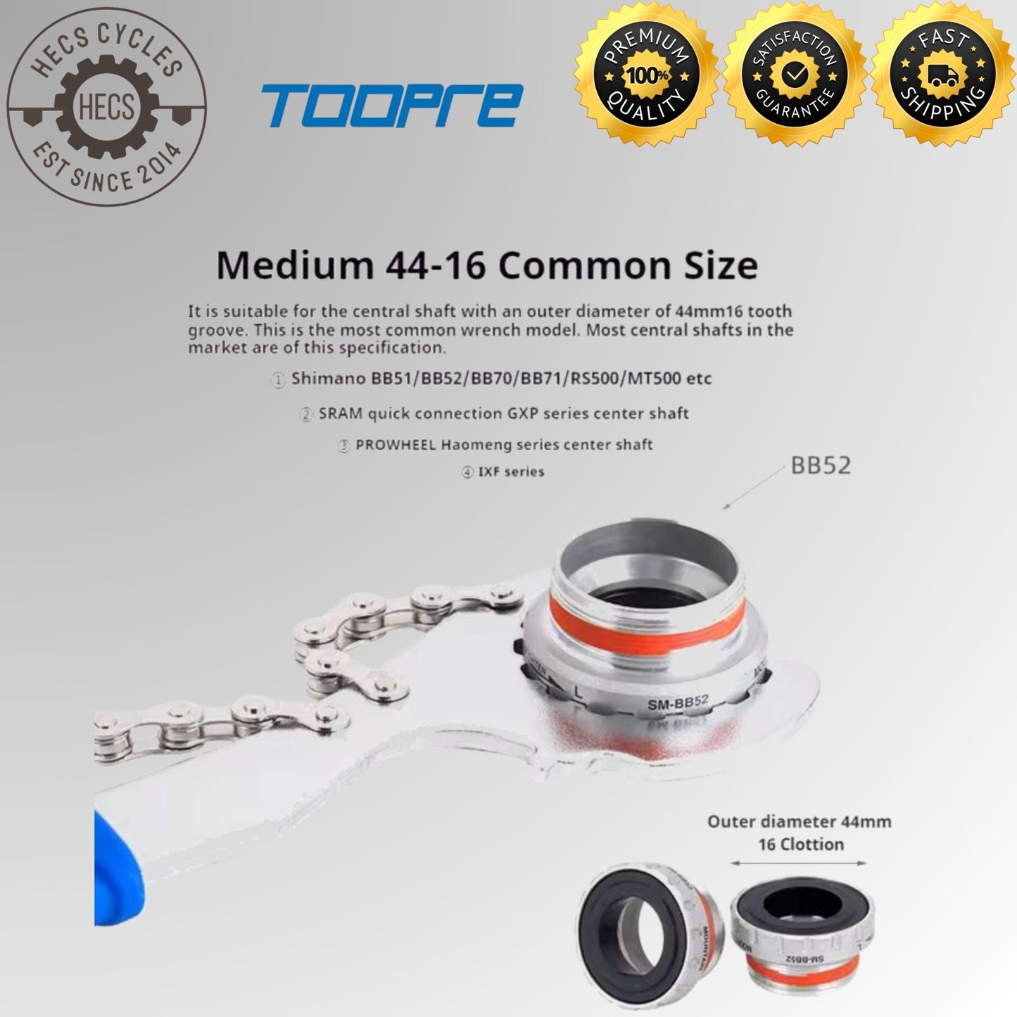 TOOPRE 3-in-1 Cassette, Bottom Bracket, and Lockring Removal Wrench Bicycle Tool