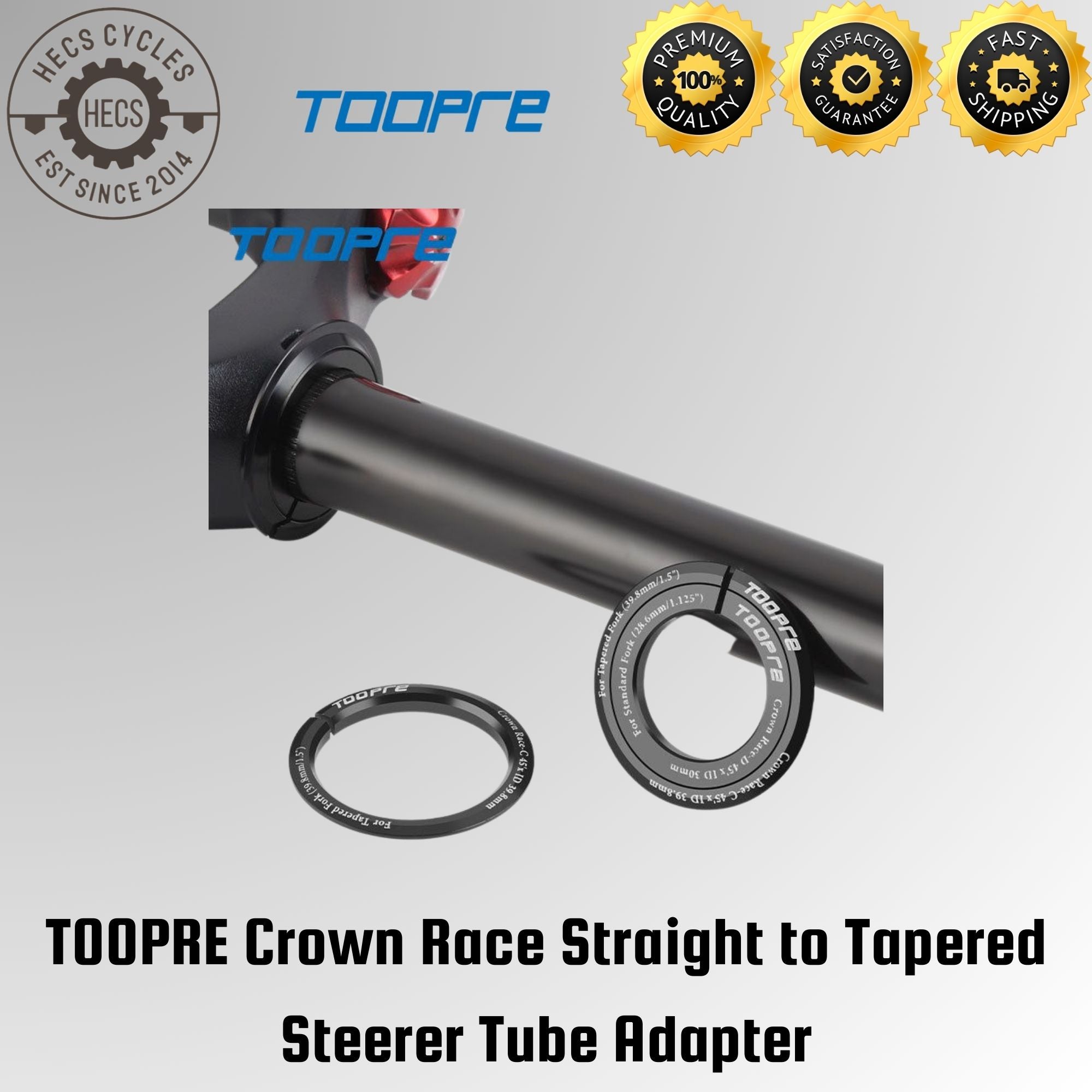 TOOPRE Crown Race Straight to Tapered Steerer Fork Tube Adapter 1-1/8 ...