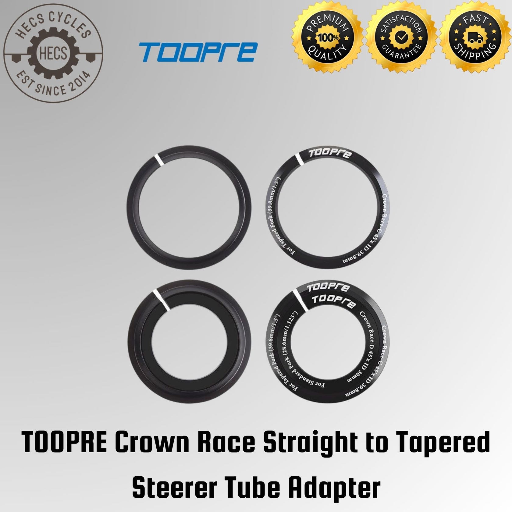 TOOPRE Crown Race Straight to Tapered Steerer Fork Tube Adapter 1-1/8 ...
