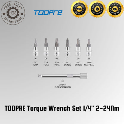 TOOPRE Torque Wrench Set 1/4" 2-24Nm