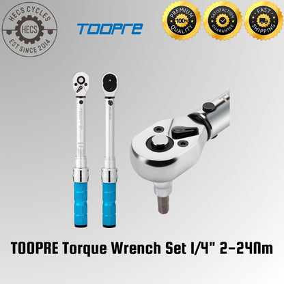 TOOPRE Torque Wrench Set 1/4" 2-24Nm
