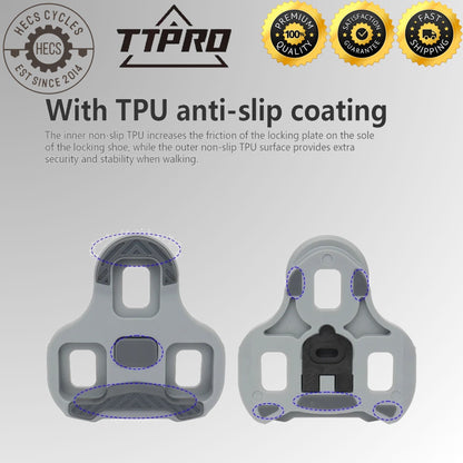 TTPRO Road Bike Look KEO Pedal Cleats 0°/4.5°/9° Adjustable Float