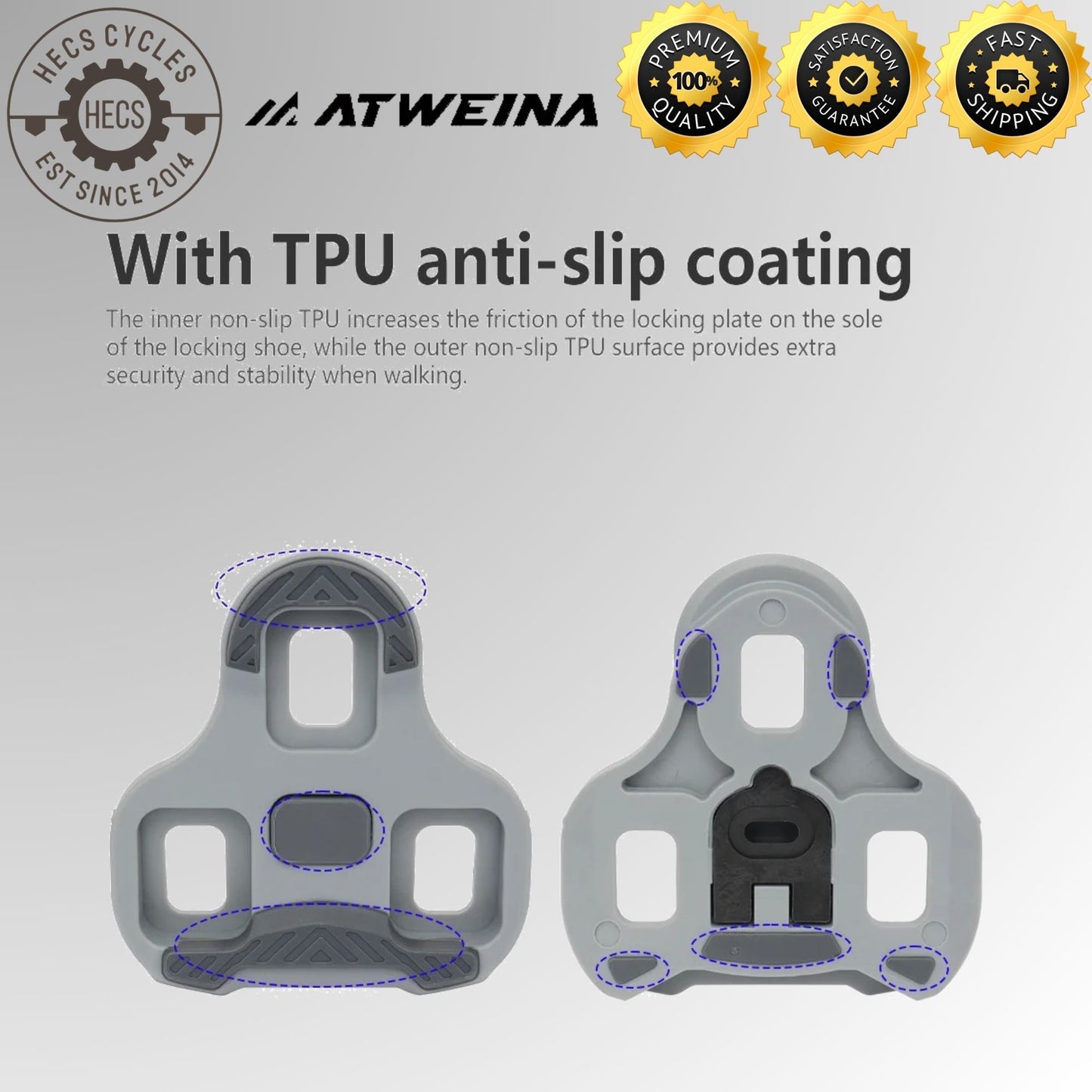 ATWEINA Road Bike Look KEO Pedal Cleats 0°/4.5°/9° Adjustable Float