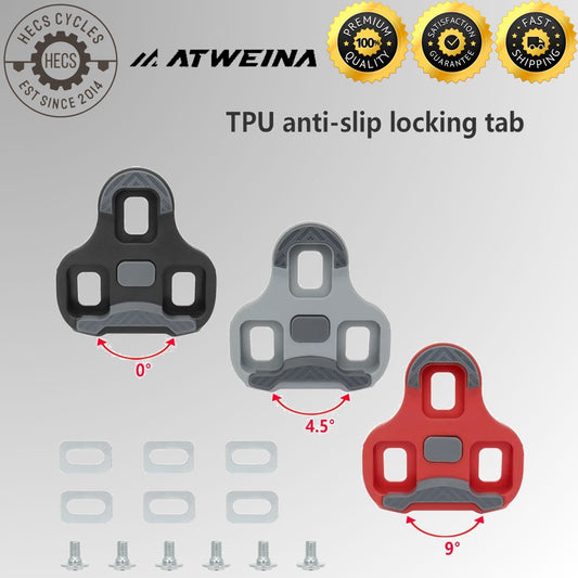 ATWEINA Road Bike Look KEO Pedal Cleats 0°/4.5°/9° Adjustable Float