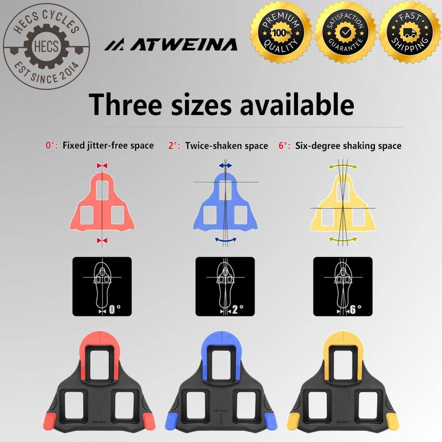 ATWEINA SH10 SH11 12 SPD SL Cleats Set Road Bike Cleats Compatible with Shimano SPD SL Shoes