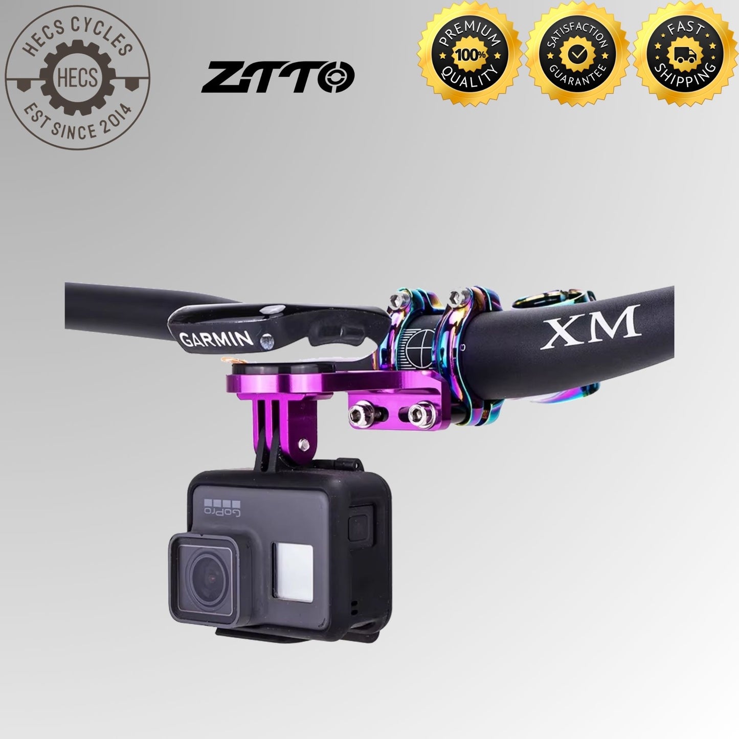 Universal CNC Bicycle Computer & Camera Mount Handlebar Extension Holder for Garmin, Bryton, CATEYE & GoPro