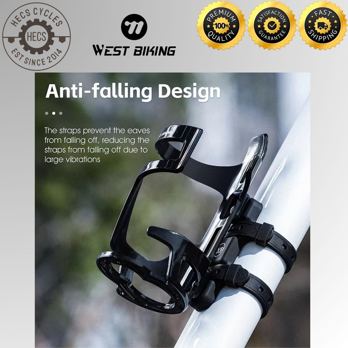 WEST BIKING Bicycle Water Bottle Cage Holder with Silicone Anti-Slip Straps MTB Road Bike Bottle Mount Cycling Accessories