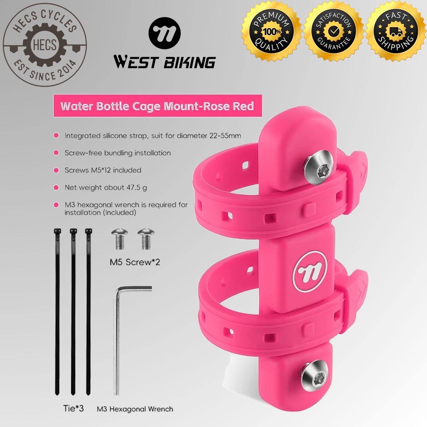 WEST BIKING Bicycle Water Bottle Cage Holder with Silicone Anti-Slip Straps MTB Road Bike Bottle Mount Cycling Accessories
